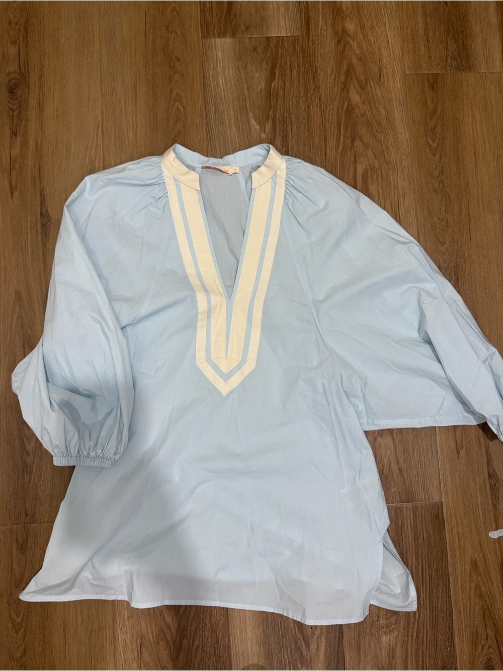 Tory Burch Light Blue Tunic with Cream Trim